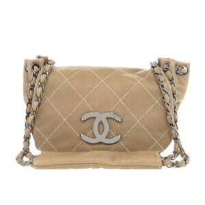 Chanel Wild Stitch Coco Mark chain shoulder bag beige lambskin